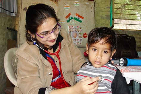 Health check by a doctor before immunisation